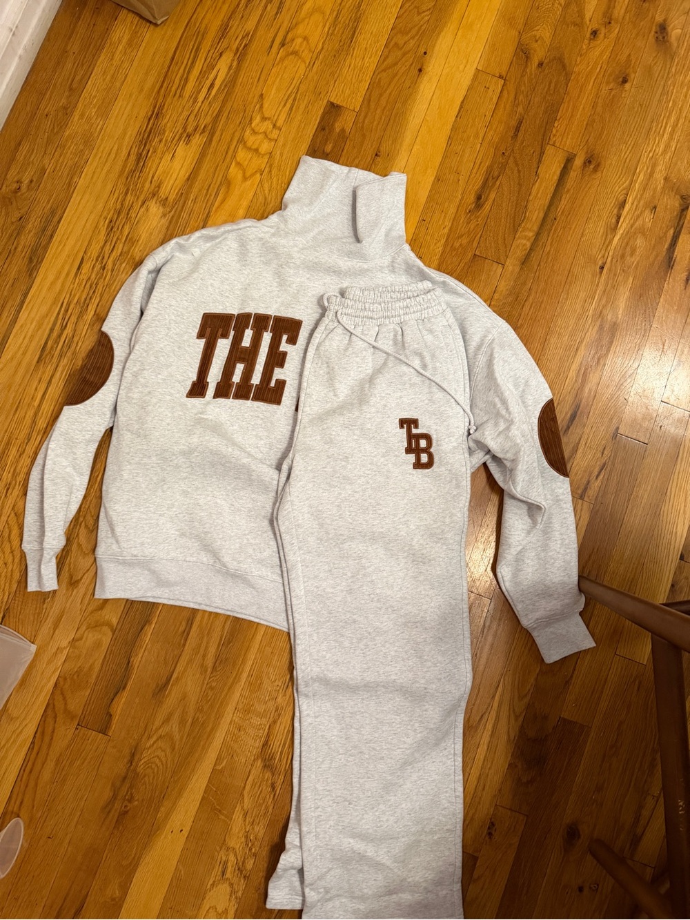 The Bar Light Gray Sweatpants & Joggers with Brown Logo